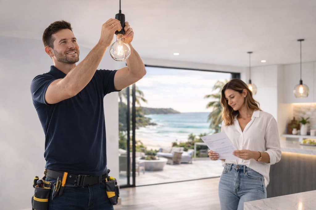Licensed electrician at work in Australia