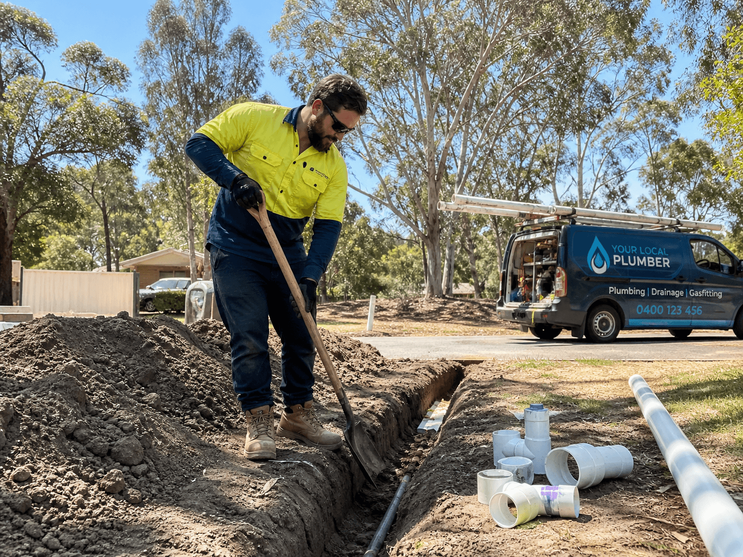Licensed plumber at work in Australia